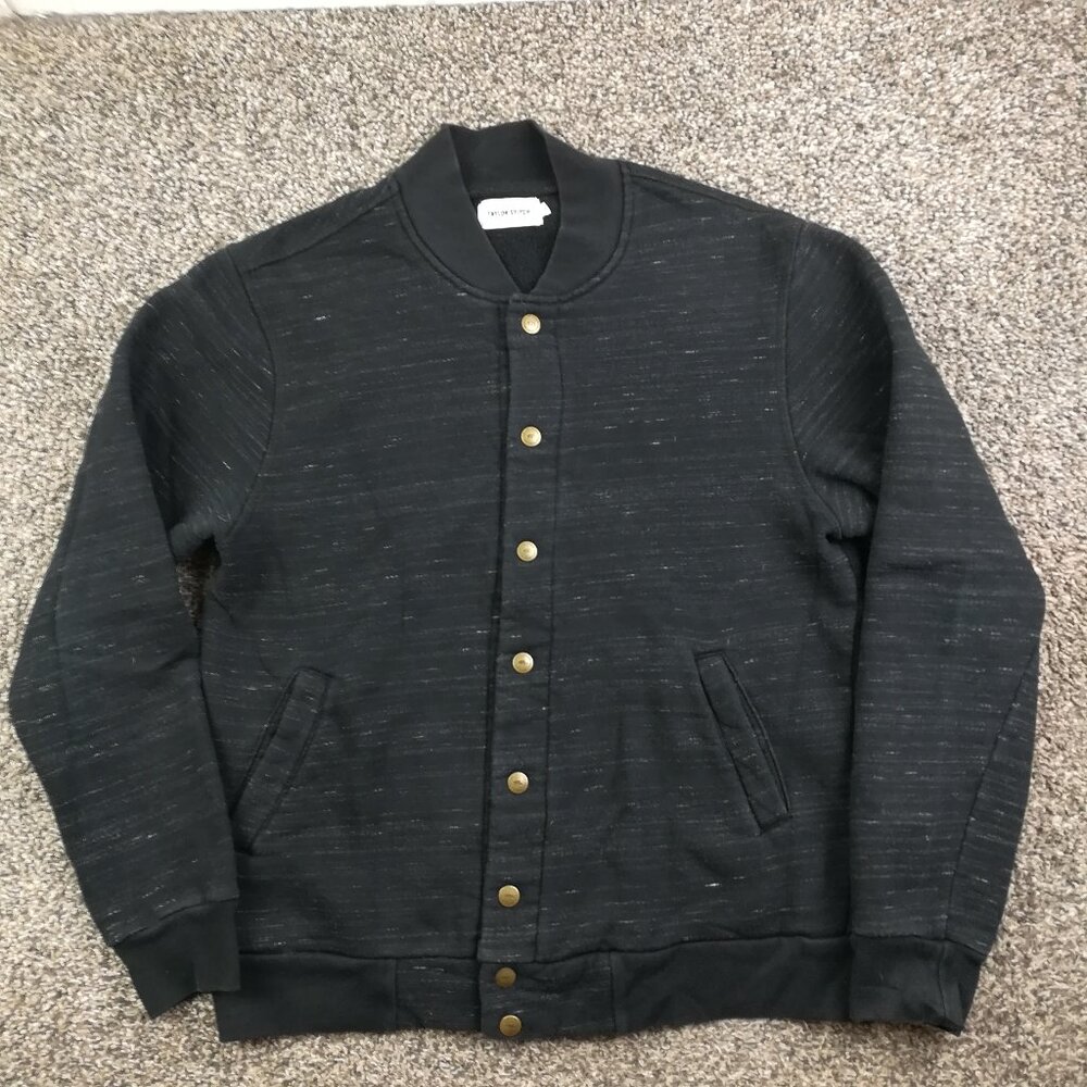 Taylor Stitch Jacket Bomber Black Knit Military Snap Mens Medium 40 Huckberry